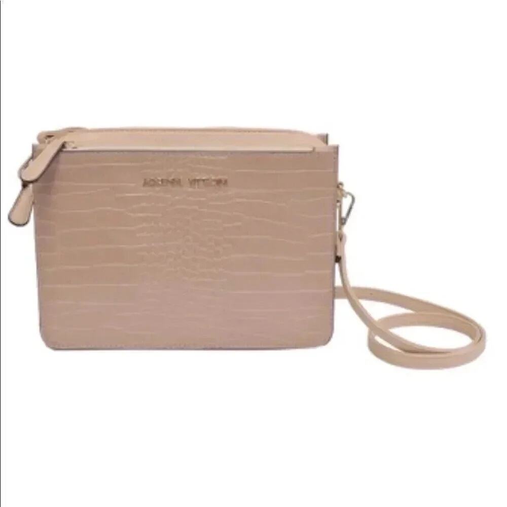 Adrienne Vittadini Moc Croc Taupe Crossbody bag NWT